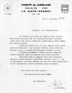 Erstes Schreiben des Comitè de Jumelage an den Markt Pöttmes